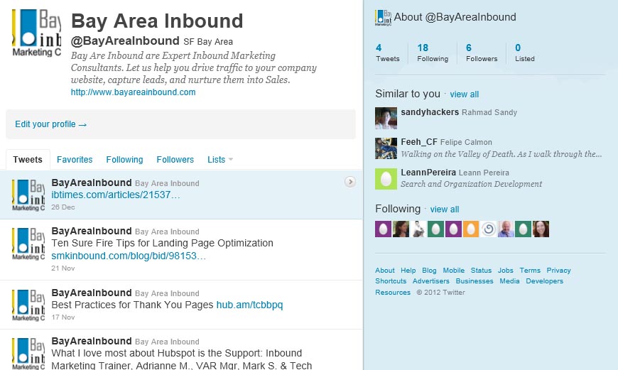 Twitter Business Page-Bay Area Inbound