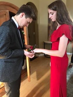 christian putting corsage on kaeli